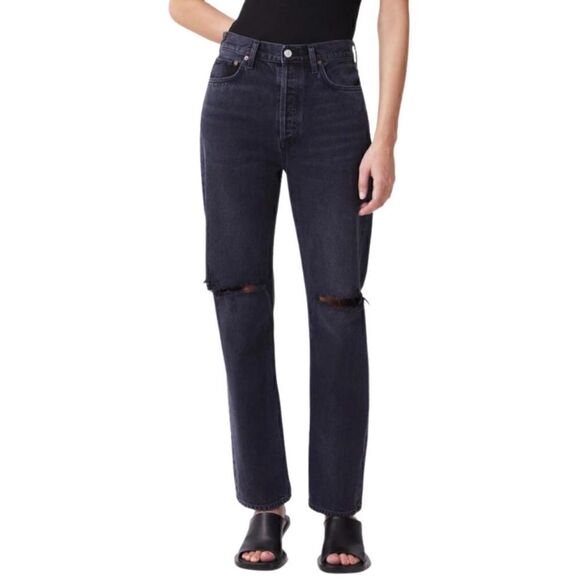 Agolde 90's Pinch Waist High Rise Straight Leg Denim Jeans In Howl Size 26 NWT - Picture 2 of 10